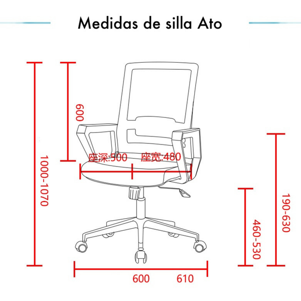 Silla operativa Ato verde-gris