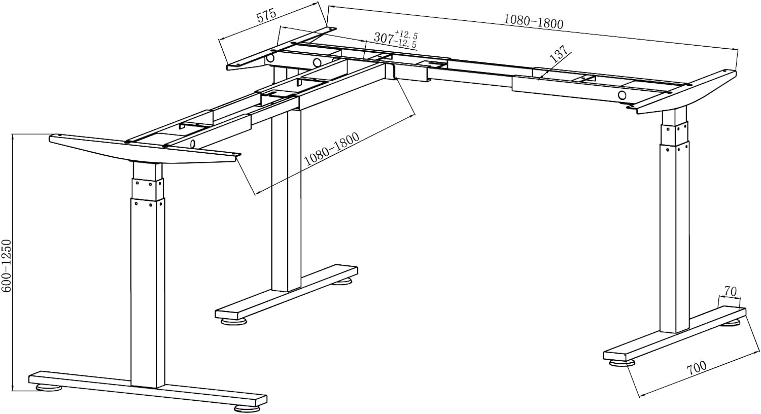 Standing desk en L