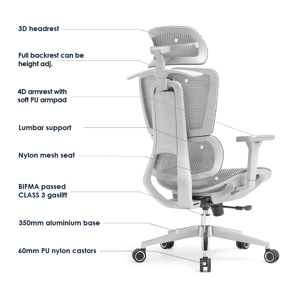 Silla ergonómica Apex (gris)