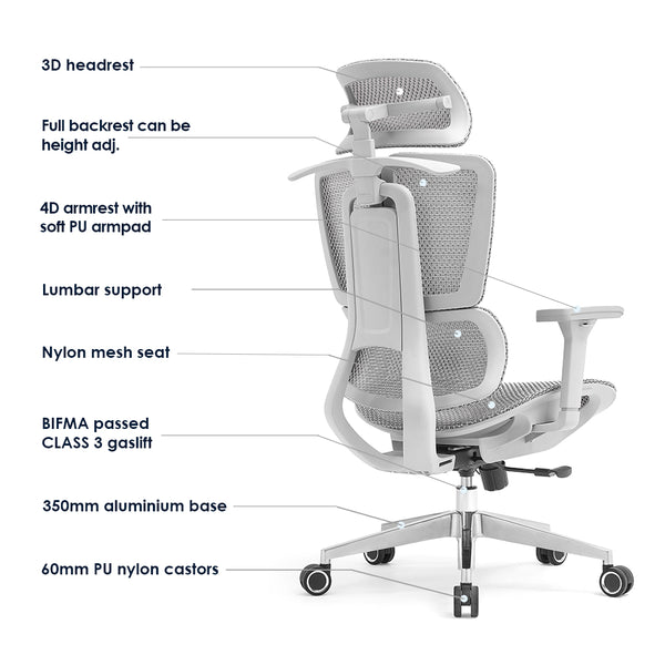 Silla ergonómica Apex (gris)