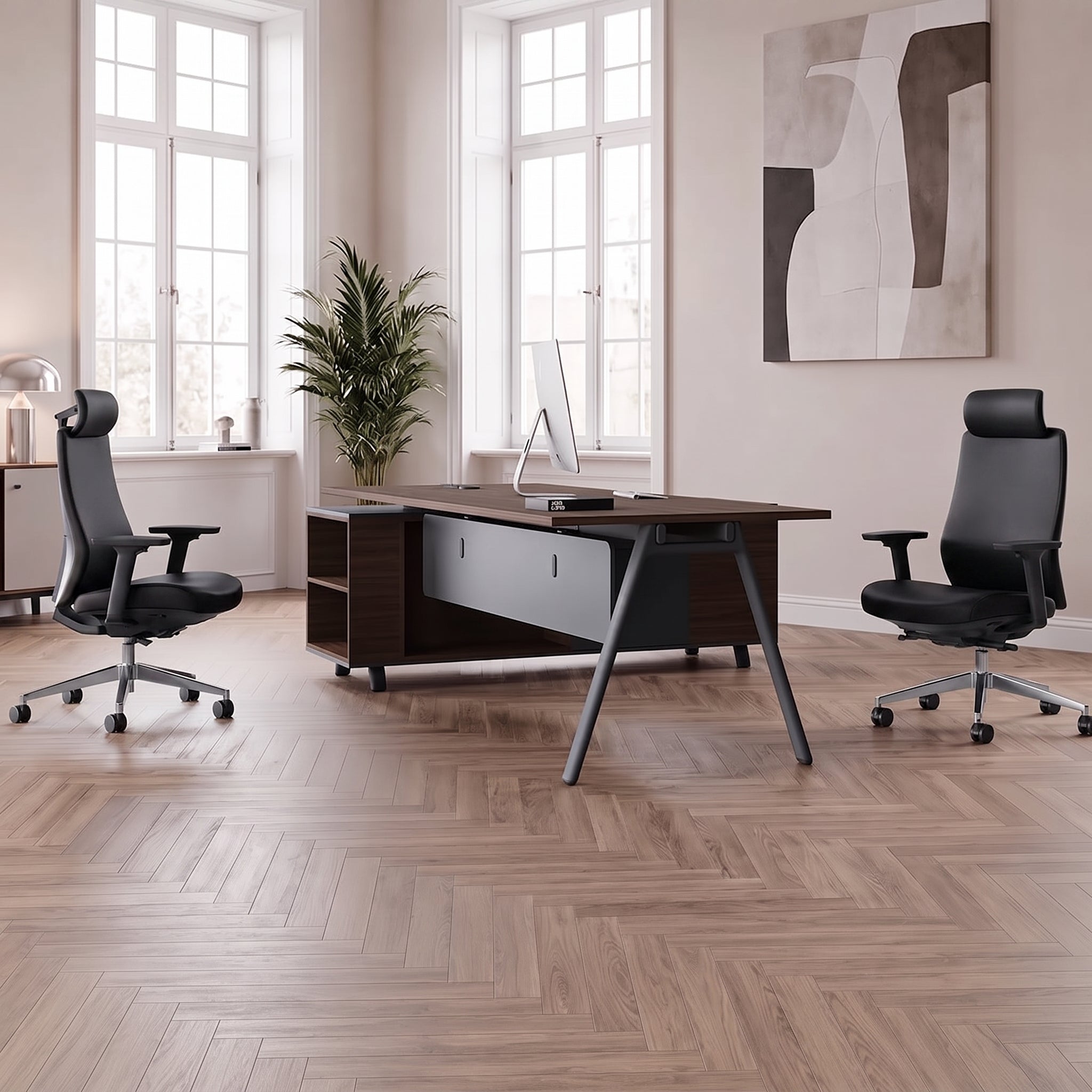 Silla ergonómica de cuero Plex negro