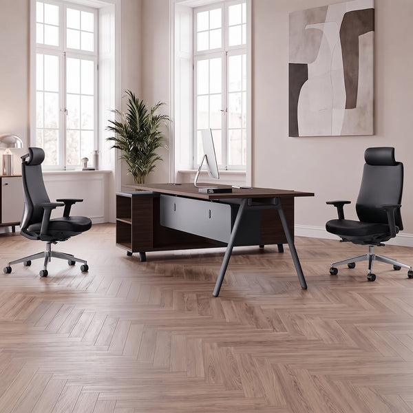 Silla ergonómica de cuero Plex negro