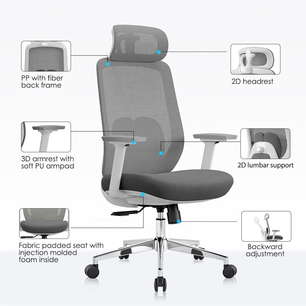 Silla ergonómica Vela (gris)