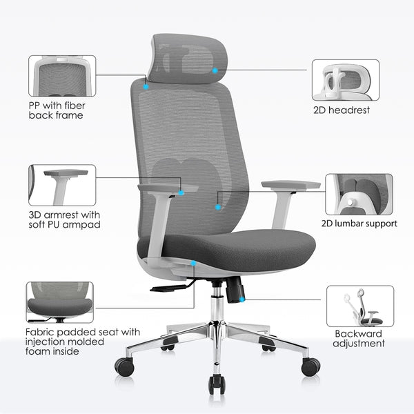 Silla ergonómica Vela (gris)