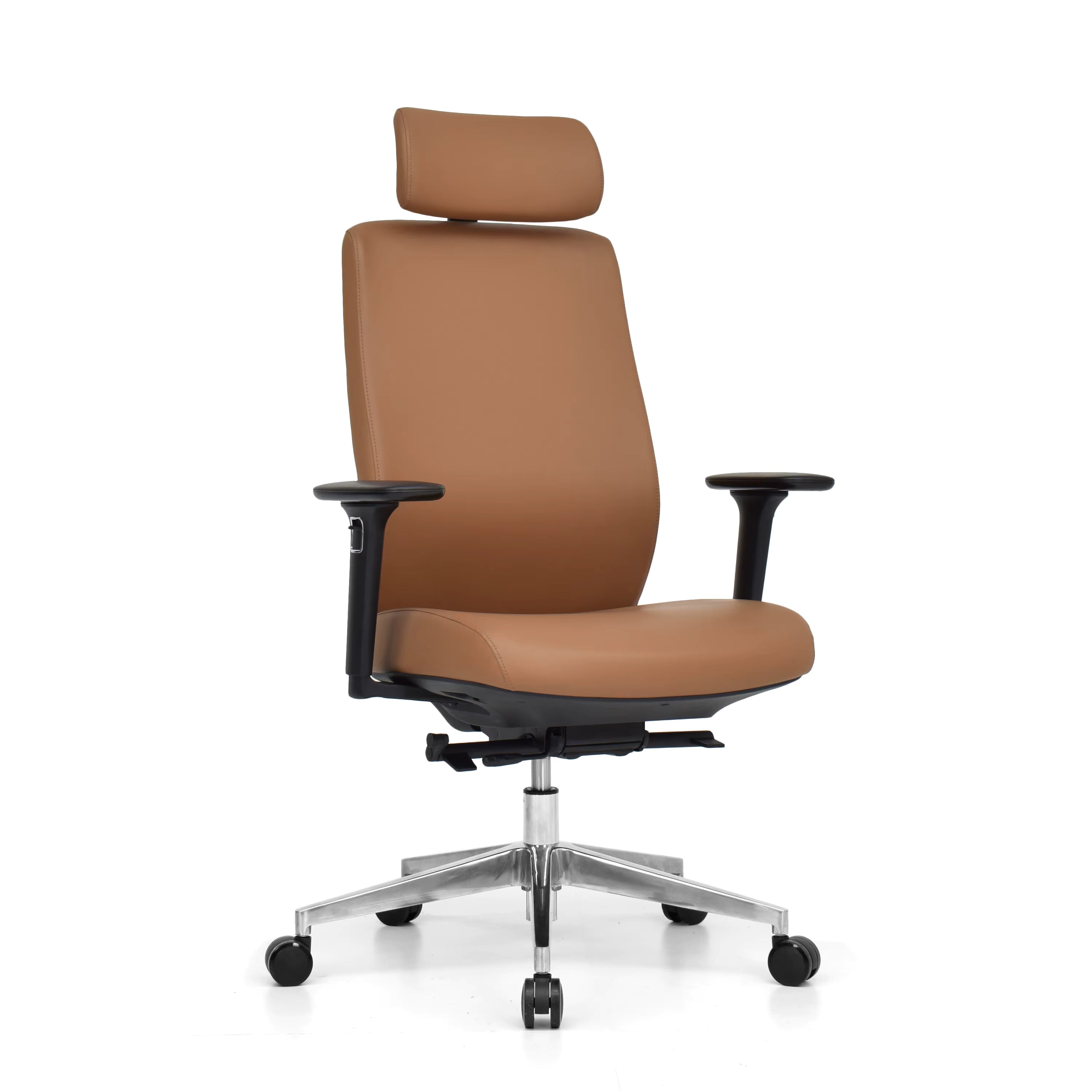 Silla ergonómica de cuero Plex marrón