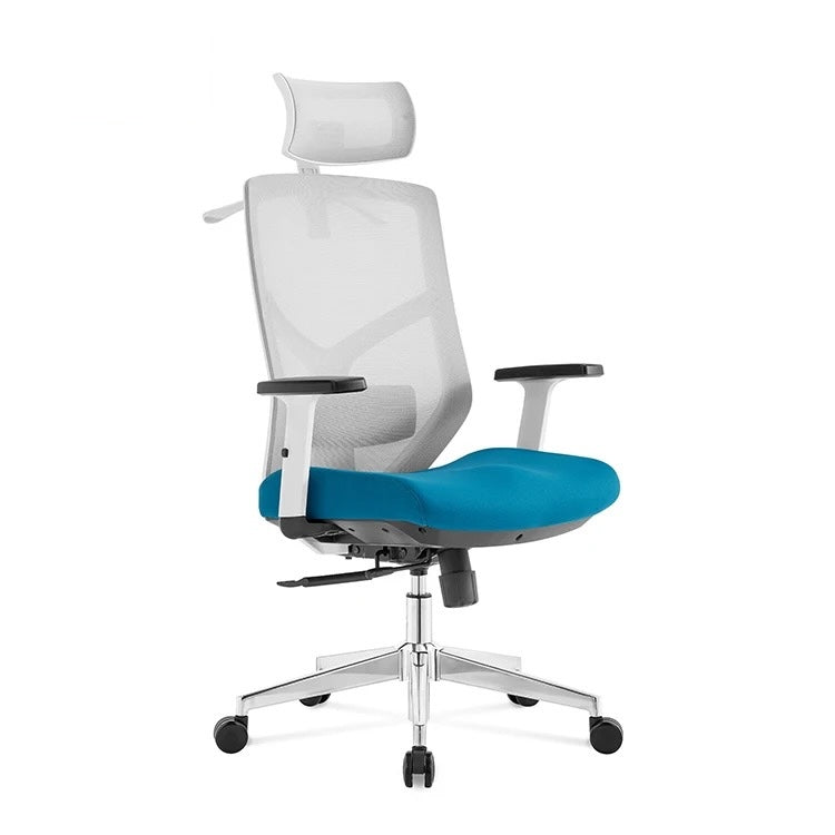 Silla ergonómica Lina blanco-azul turquesa