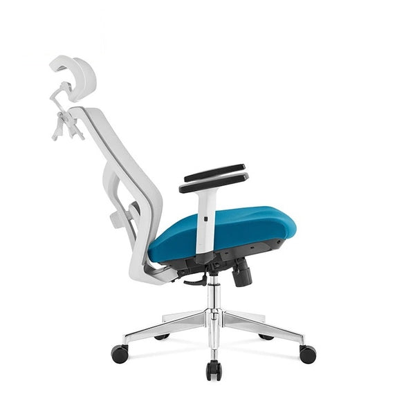 Silla ergonómica Lina blanco-azul turquesa