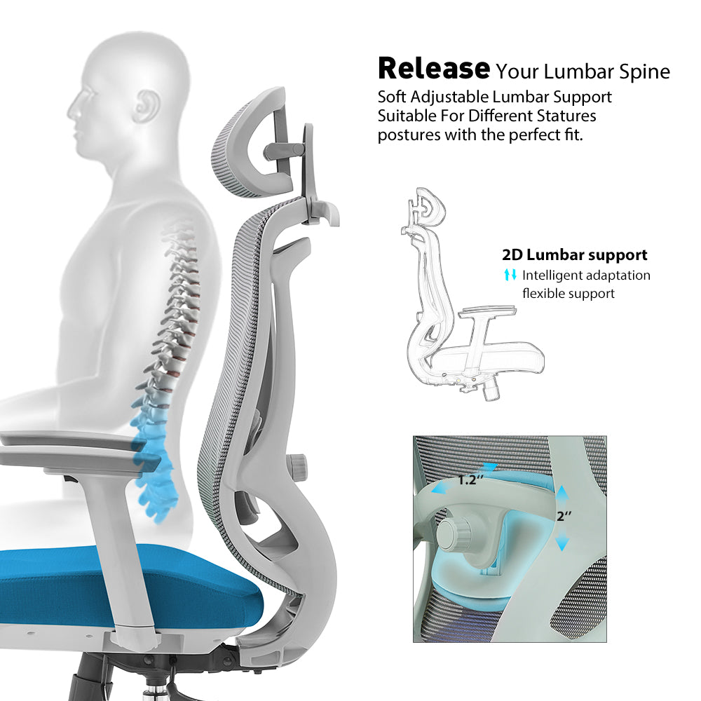 Silla ergonómica Icon (azul-gris)