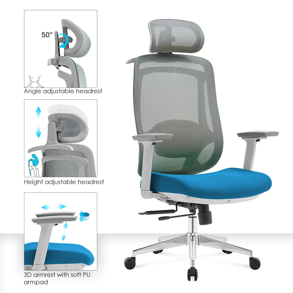 Silla ergonómica Icon (azul-gris)