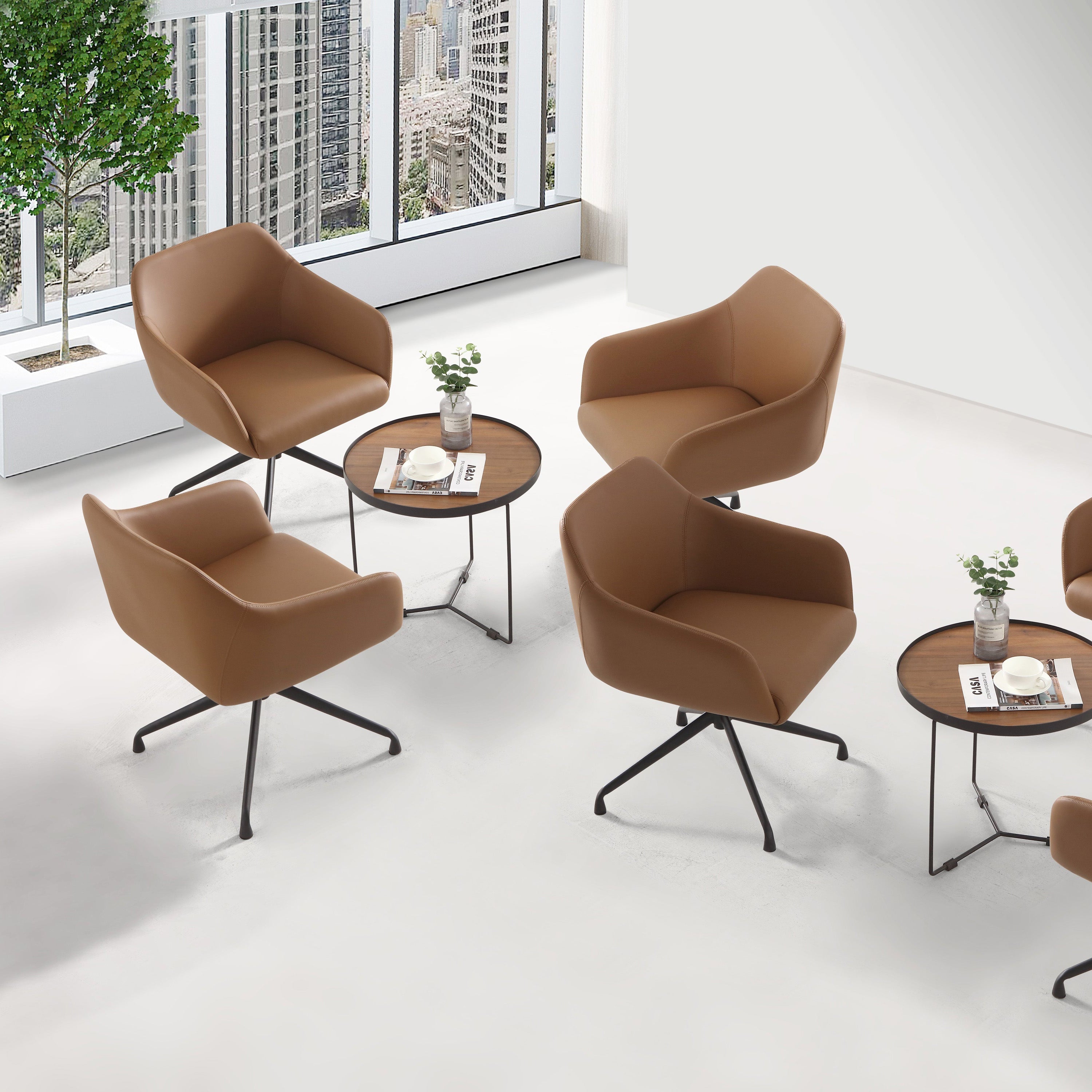 Silla de visita tapizada en cuero