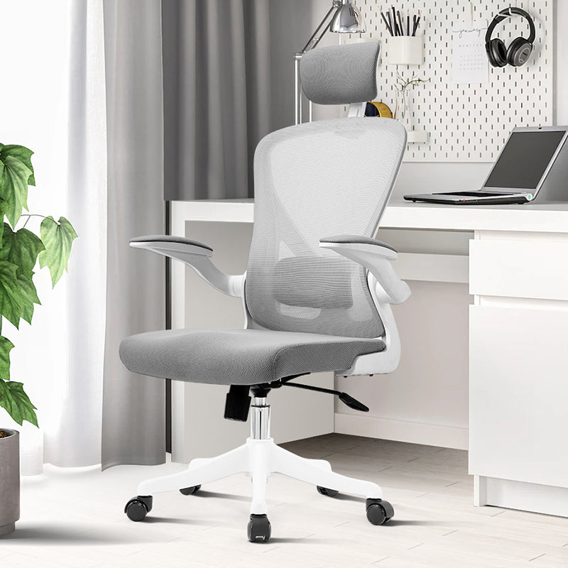 Silla ergonómica Leda (blanco-gris)