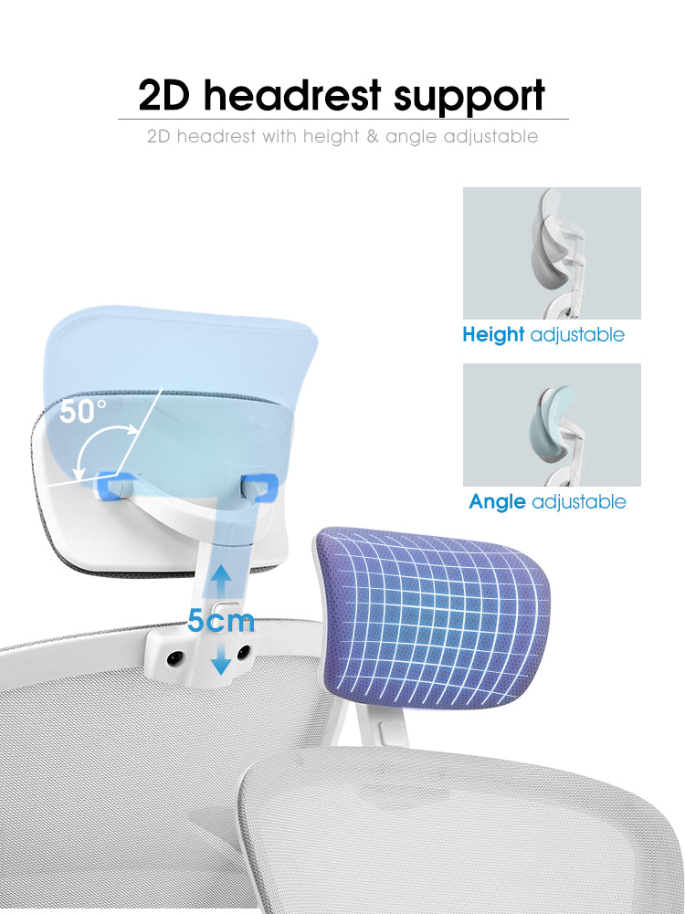 Silla ergonómica Leda (blanco-gris)