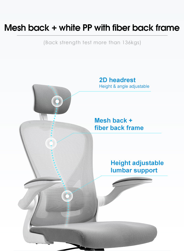 Silla ergonómica Leda (blanco-gris)