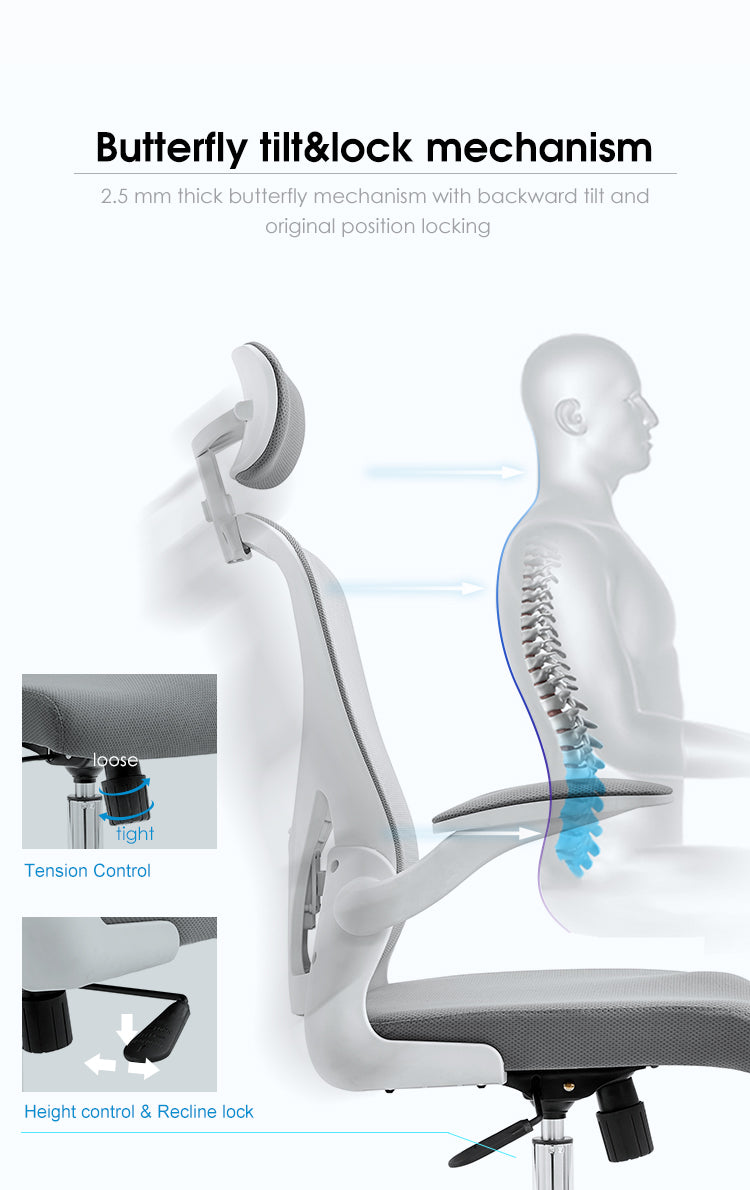 Silla ergonómica Leda (blanco-gris)