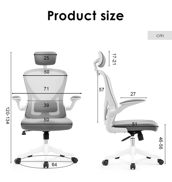 Silla ergonómica Leda (blanco-gris)
