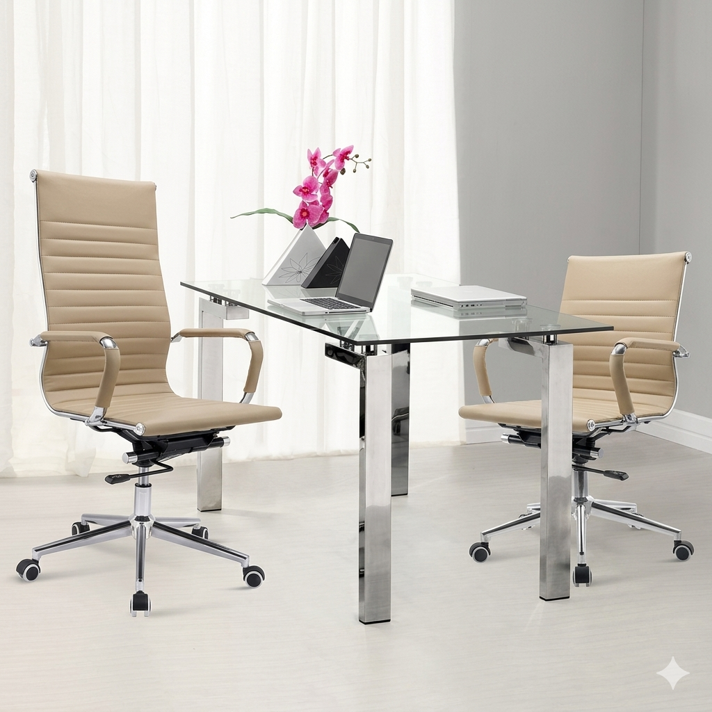 Silla de cuero Maria beige
