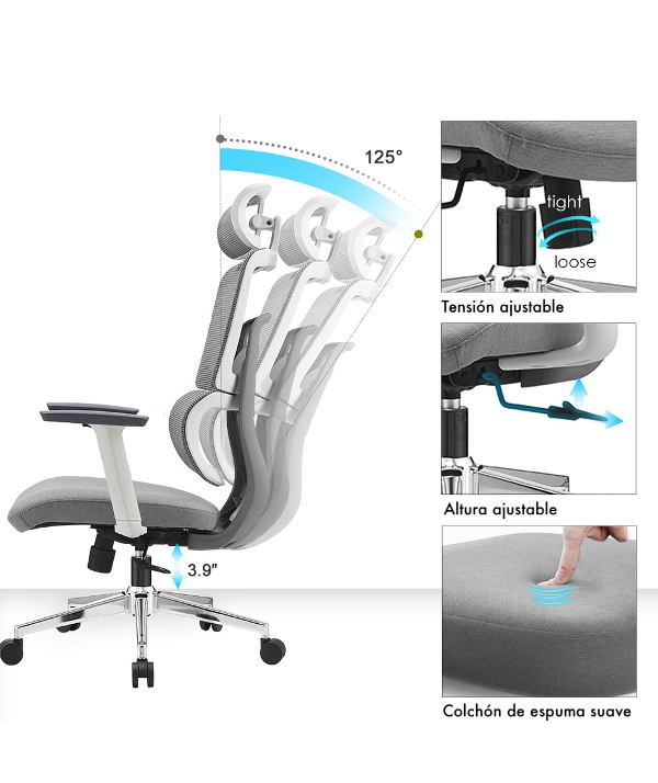 Silla ergonómica Gary Blanca