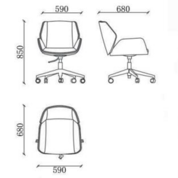 Silla tapizada en cuero y tela A261